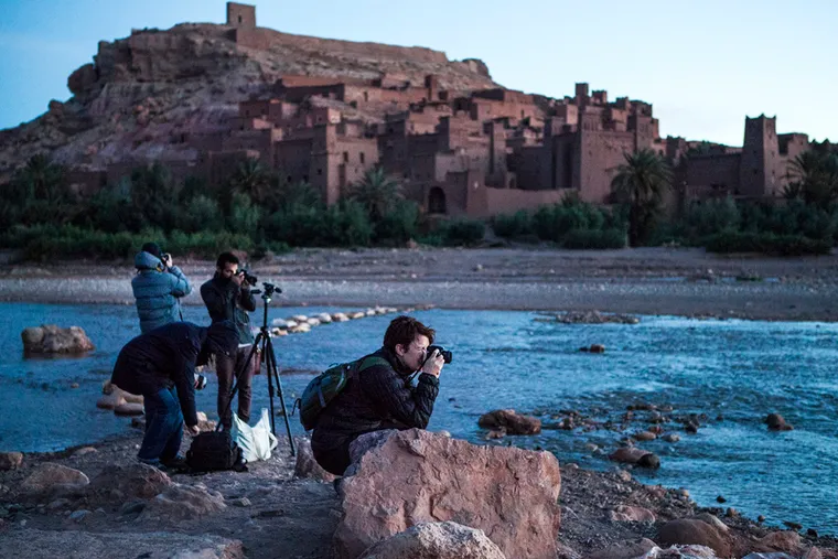 Photographers at the river below Aït Ben Haddou